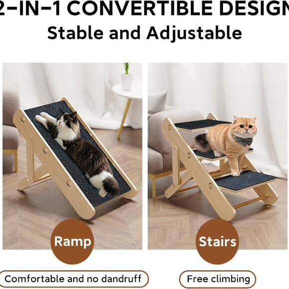 2-Level Convertible Foldable Pet Ramp & Stairs for Couch & Bed (Indoor Use) - Picture 3 of 8